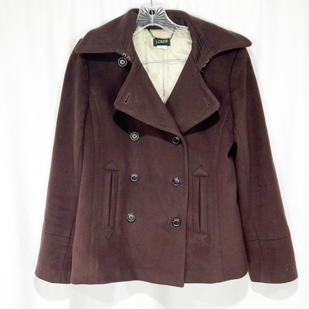 J. Crew Melton Wool Women’s Double Breasted Peacoat Chocolate Brown Medium